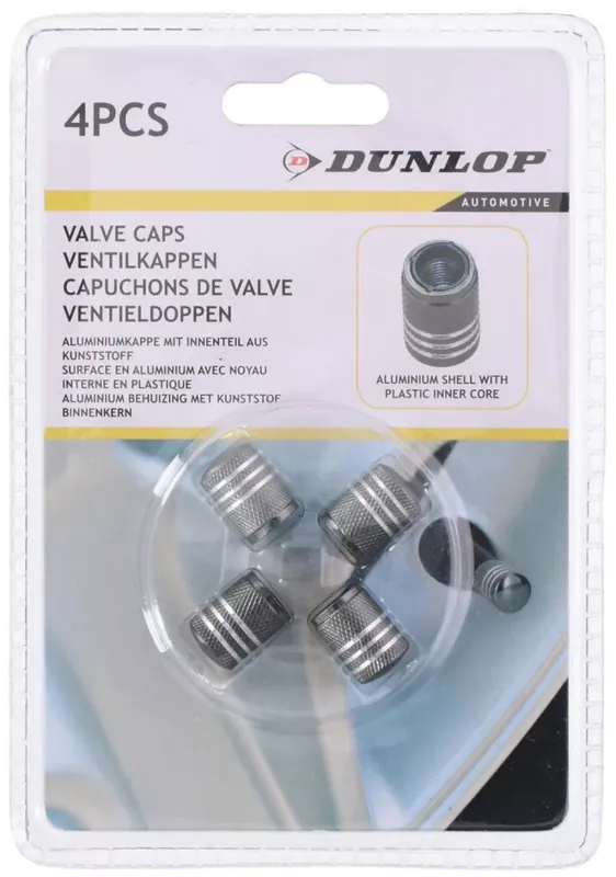 Legjobb ár Dunlop Szelepsapka, ALU, Műanyag maggal, Szürke, 4db